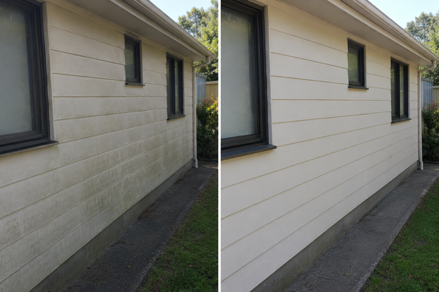 Before and after house exterior cleaning